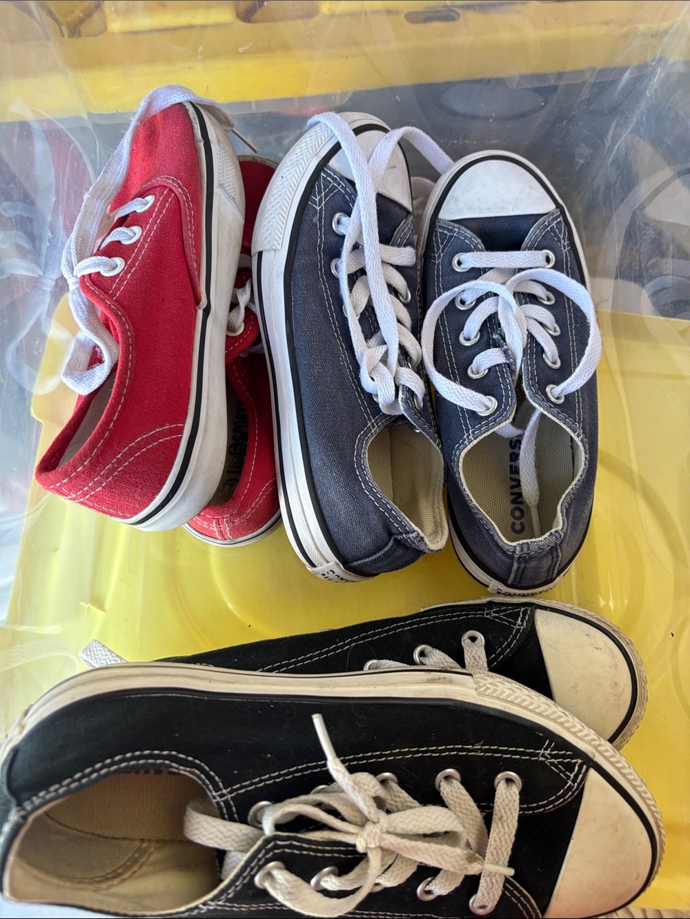 Converse Kids Low-Top Canvas Sneakers in Red, Navy & Black